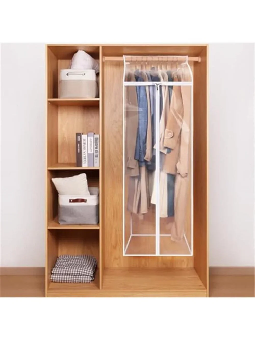 Clear Garment Bags Hanging Clothes Cover Long Dress Storage Zipper Closet